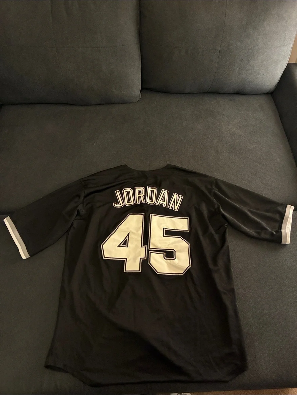 Jordan Black Short-Sleeve Jersey with White 45